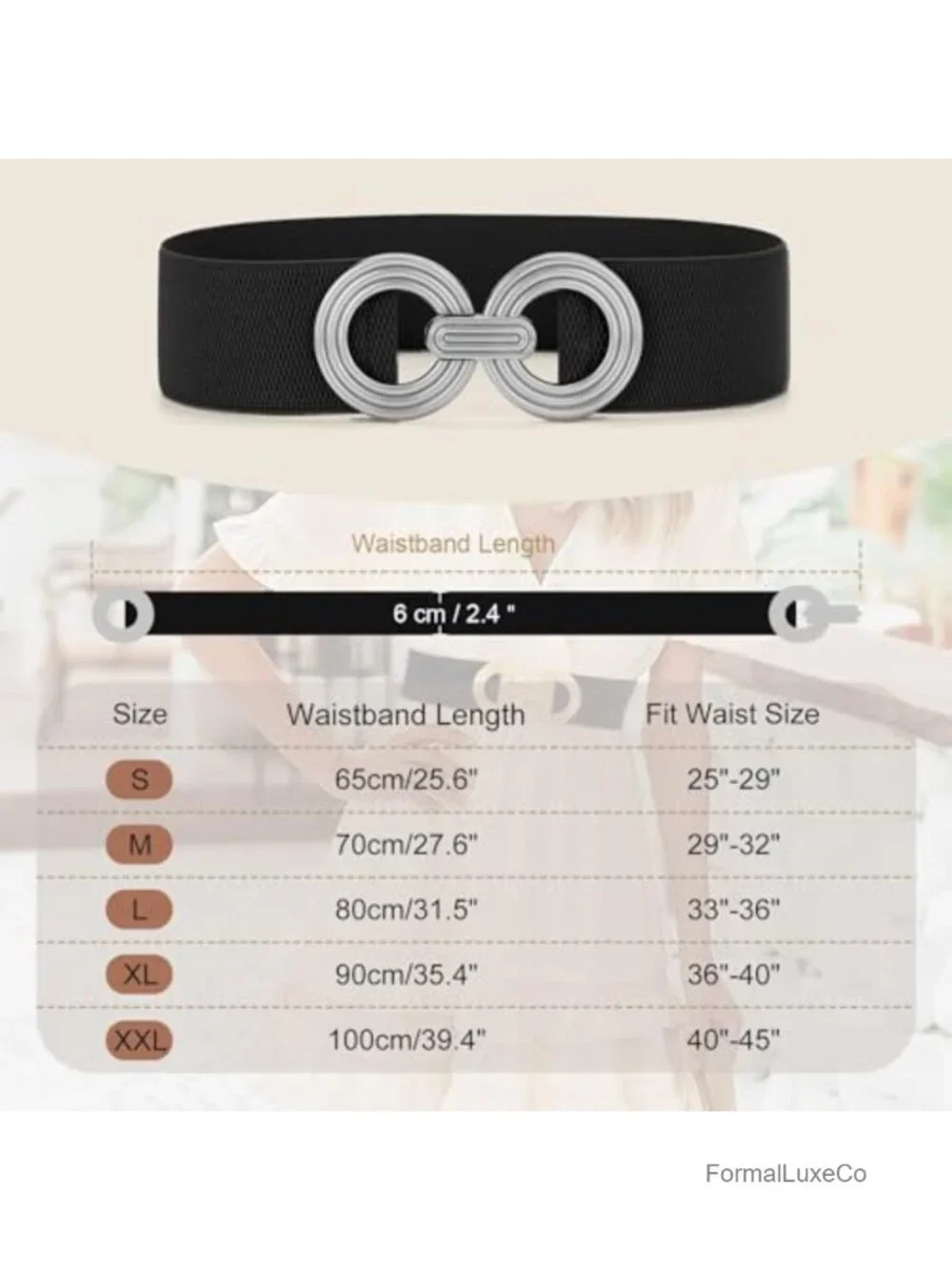 Women Wide Elastic Stretchy Belt Hollow Out Round Gold Buckle Fashion
